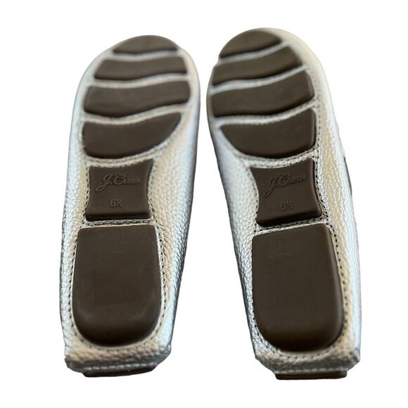 J.Crew Driving moccasins in leather metallic silver sz 6.5 - Picture 7 of 7